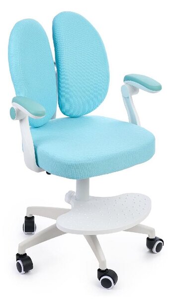 Scaun ergonomic onuvio® reglabil pentru clasele primare - invățarea poziției corecte la birou, suport pentru picioare, manere rabatabile, material rezistent la uzură, murdărie și lichide, cu r