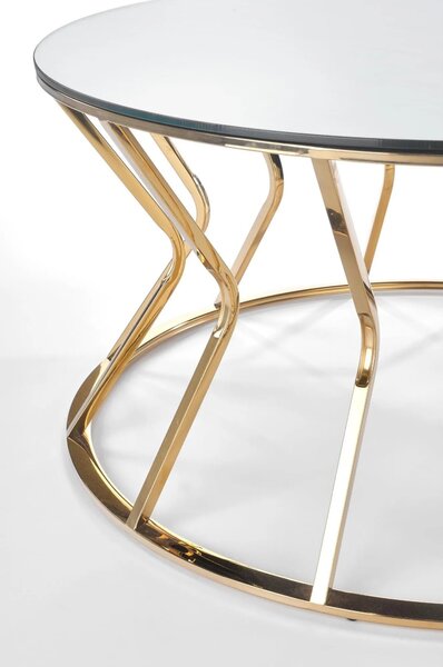 Masuta cafea AFINA, oglinda/auriu, sticla/otel, 90x90x46 cm