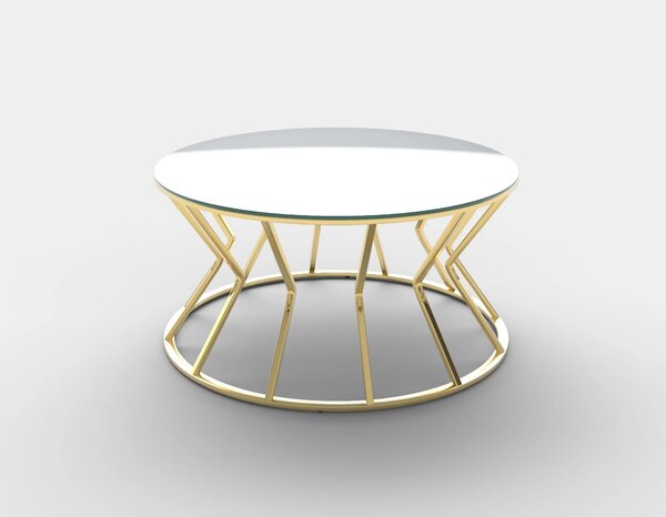 Masuta cafea AFINA, oglinda/auriu, sticla/otel, 90x90x46 cm