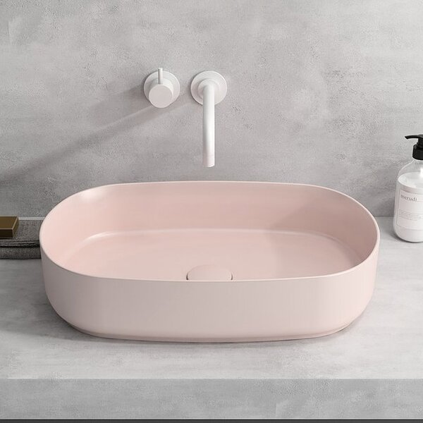 Isvea Infinity lavoar 55x36 cm ovale de blat roz mat 10NF65055-2S
