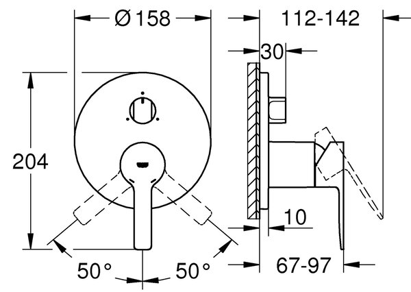 Grohe Lineare baterie cadă-duș ascuns Brushed Hard Graphite 24095AL1