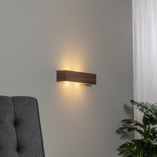Argon Aplică de perete Platani, lemn nuc, lățime 42 cm, sus/jos, reglabil, Lemn, Camera de zi / sufragerie, Lemn