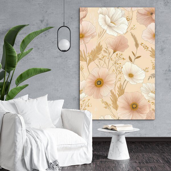 DUBLEZ | Tablou floral pentru dormitor - Vis roz cu anemone | Imprimare UV premium