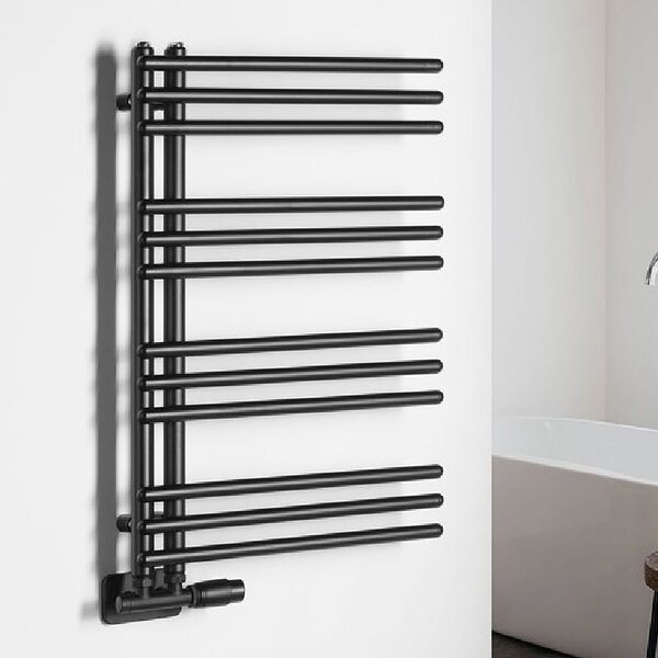 Aqualine Poseidon calorifer de baie scară 74x45 cm negru PS474B