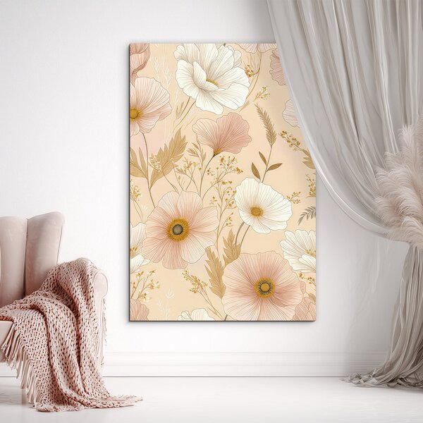 DUBLEZ | Tablou floral pentru dormitor - Vis roz cu anemone | Imprimare UV premium
