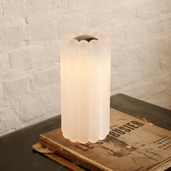 Tom Dixon Lampa de masă LED Press, sticlă mată, înălțime 24 cm, reglabil, Alb, Camera de zi / sufragerie, Sticlă, Design, Umbră de masă