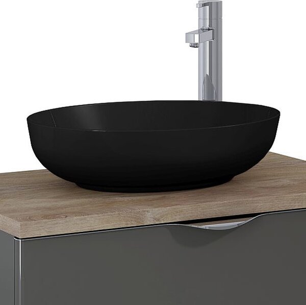 Elita Rika lavoar 53x39.5 cm ovale de blat negru mat RE040520087160