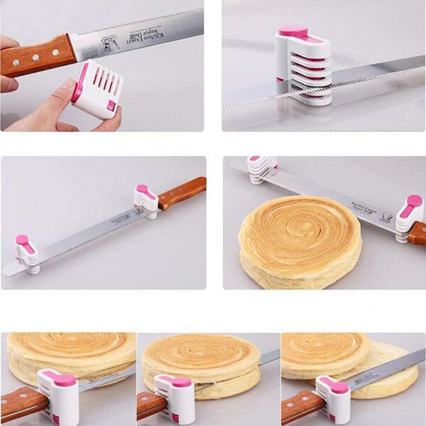 Set 3 cutite profesionale lungime mare 47.5 cm pentru cofetarie si patiserie, ghidaj pentru taiat blat tort, onuvio®