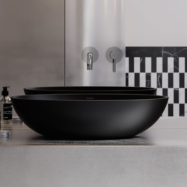 Omnires Shell M+ lavoar 60x35 cm ovale de blat negru mat SHELLUNBLV