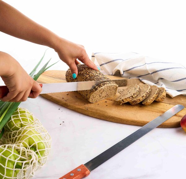 Set 3 cutite profesionale lungime mare 47.5 cm pentru cofetarie si patiserie, ghidaj pentru taiat blat tort, onuvio®