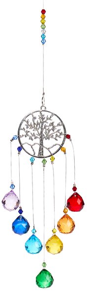 Decor suspendat pomul vieții cu cristale k9, suncatcher dreamcatcher, 7 chakre, clopoței de vânt, energie și echilibru, onuvio®