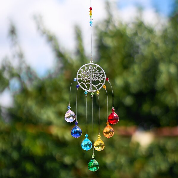 Decor suspendat pomul vieții cu cristale k9, suncatcher dreamcatcher, 7 chakre, clopoței de vânt, energie și echilibru, onuvio®