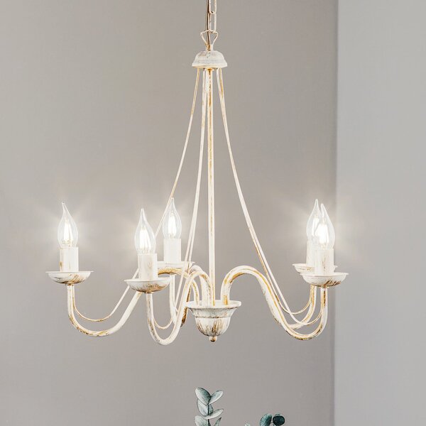 HELAM Candelabru Malbo cu 5 becuri, alb, reglabil, Alb, Camera de zi / sufragerie, Metal, Candelabru