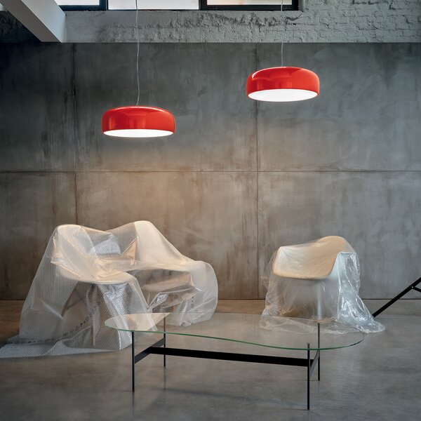 FLOS Smithfield S lampă suspendată în roșu, reglabil, Roșu, Camera de zi / sufragerie, Metal, Design