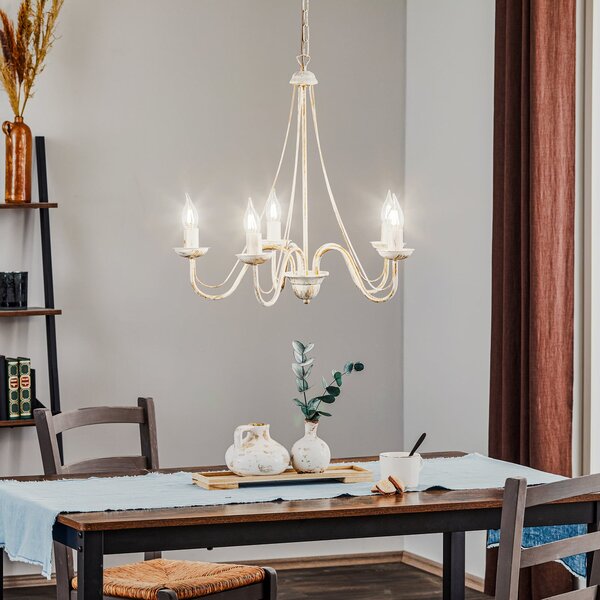 HELAM Candelabru Malbo cu 5 becuri, alb, reglabil, Alb, Camera de zi / sufragerie, Metal, Candelabru