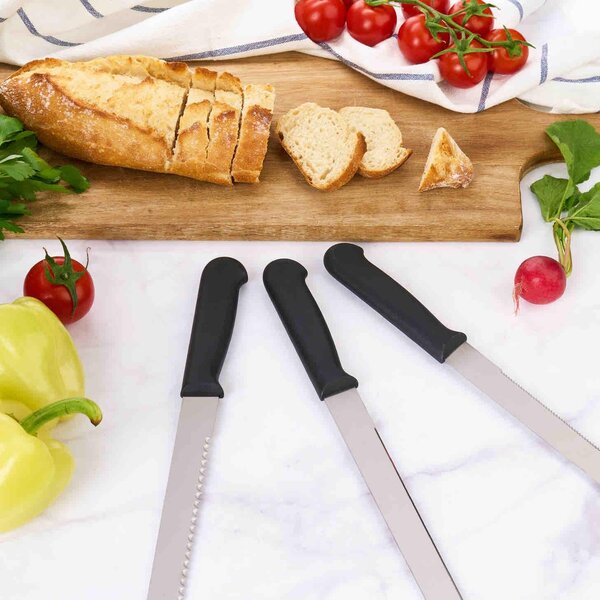 Set 3 cutite profesionale lungime mare 46 cm pentru cofetarie si patiserie, ghidaj pentru taiat blat tort, onuvio®