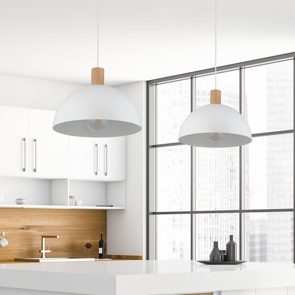 TK Lighting Oslo lampă suspendată 1x15 W alb-lemn 4851