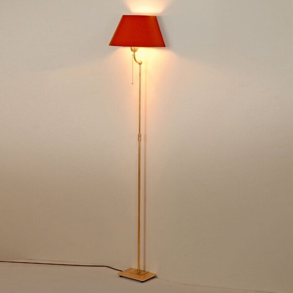 Menzel Living Elegant lampă podea cu abajur roșu, Auriu / Alamă, Camera de zi / sufragerie, Metal, Modern