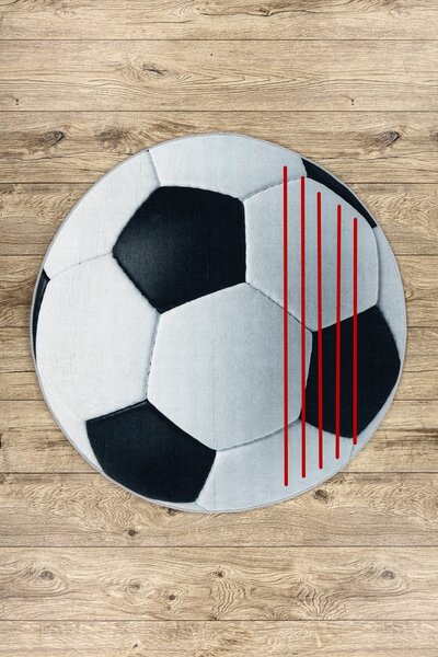 BAMBINO 2139 cerc covor lavabil - Fotbal pentru copii anti-alunecare - negru / alb - SECUNDAR-COTATI PRODUSUL