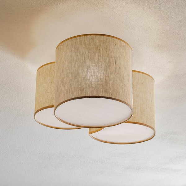 TK Lighting Plafonieră Mona Nature, 3 becuri, in, natural, reglabil, Camera de zi / sufragerie, Țesătură / Textil, Modern