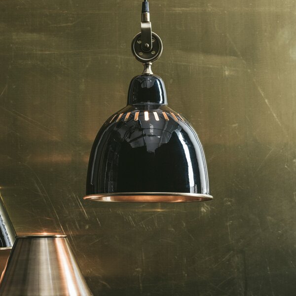 PR Home Lampă suspendată Cleveland, Ø 23 cm, negru/zahăr, reglabil, Negru, Camera de zi / sufragerie, Metal, Design industrial