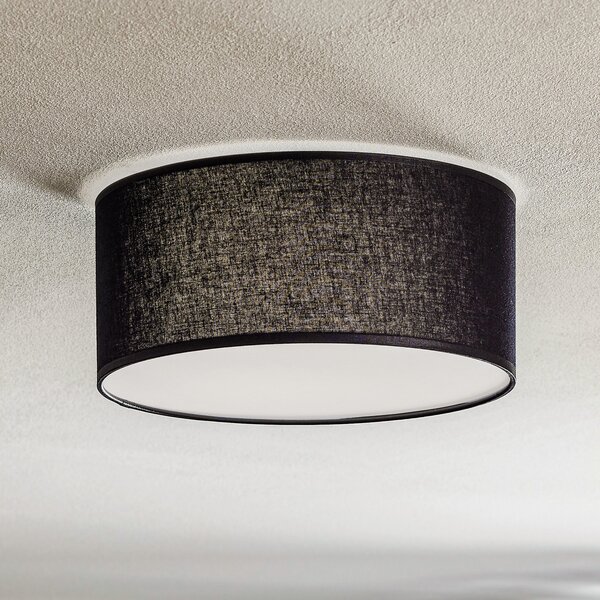 TK Lighting Plafonieră Rondo, negru, Ø 30 cm, reglabil, Negru, dormitor, Țesătură / Textil, Modern