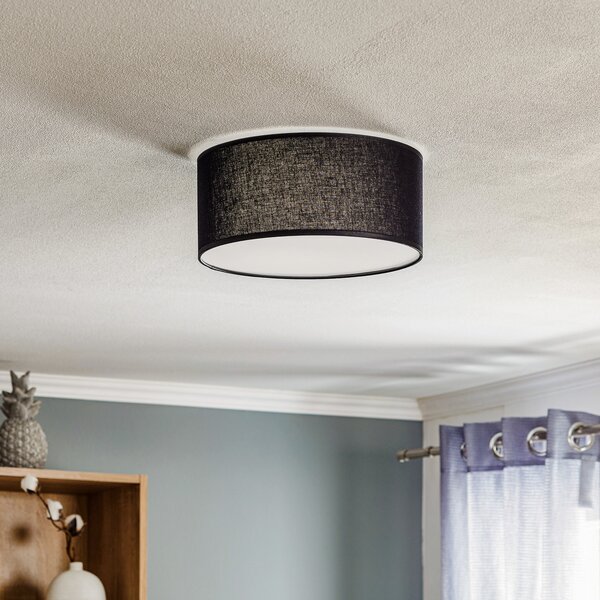 TK Lighting Plafonieră Rondo, negru, Ø 30 cm, reglabil, Negru, dormitor, Țesătură / Textil, Modern