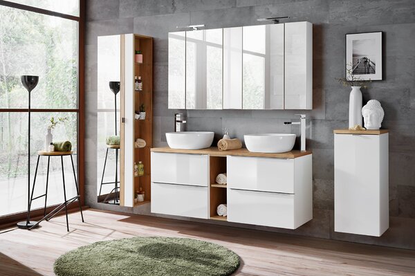 Comad Capri White dulap 60x46x57 cm sub chiuveta pe perete alb-stejar CAPRIWHITE820BFSC