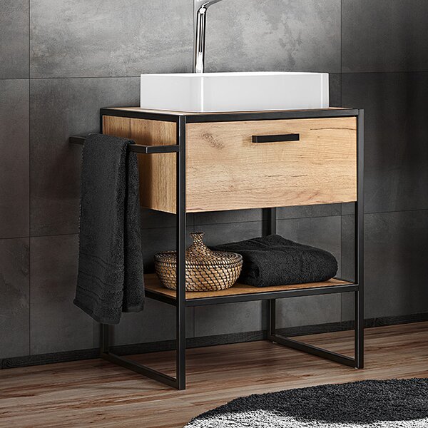Comad Brooklin dulap cu blat 70x50x75 cm sub chiuveta pe picioare stejar BROOKLIN825AFSC