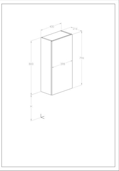 Roca Extra dulap 40x21.6x80 cm laterala pe perete alb A857958806