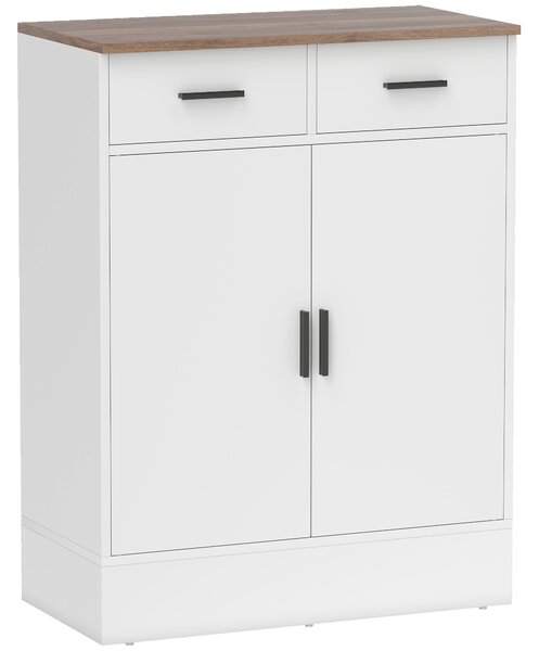 HOMCOM Bufet Modern cu 2 Sertare și Dulap cu 2 Uși Alb și Lemn | Aosom Romania
