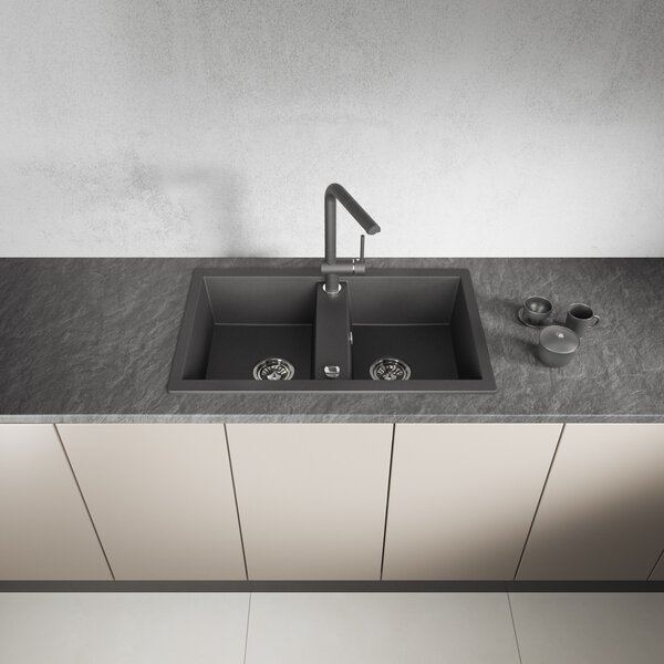 Laveo Barbados chiuvetă din granit 78x48 cm negru SBB720T