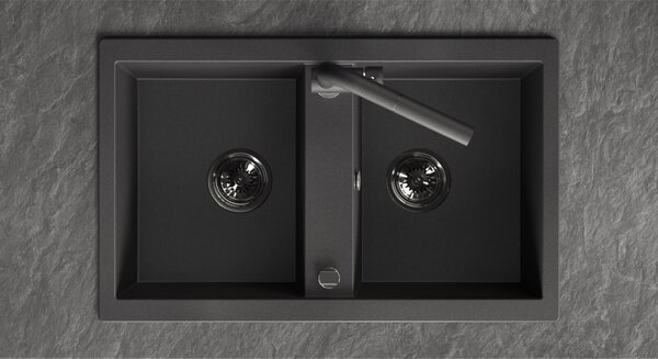 Laveo Barbados chiuvetă din granit 78x48 cm negru SBB720T