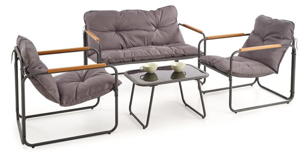 Set mobilier de exterior Houston 1996Negru, Gri, Metal