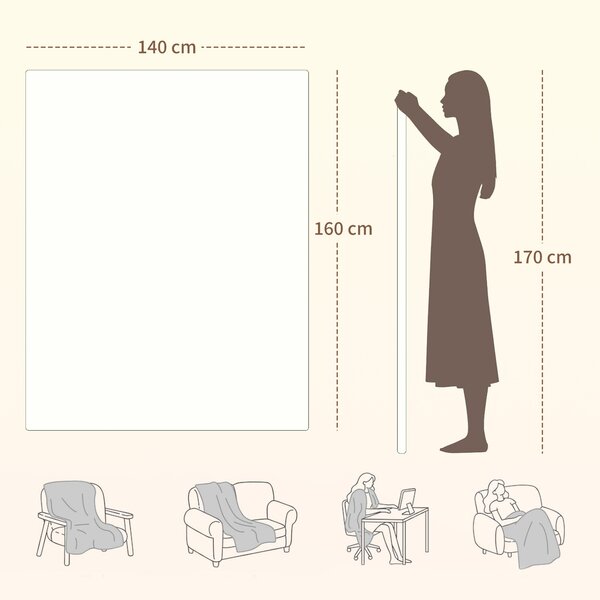Pătură Încălzitoare HOMCOM 160x140 cm cu 5 Nivele de Căldură Alb | Aosom Romania