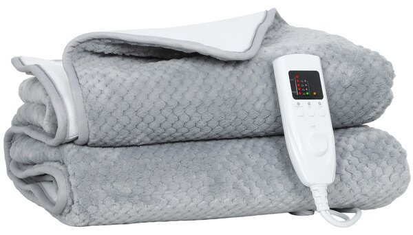 HOMCOM Pătură electrică 160x140 cm cu 5 niveluri de căldură, Gri | Aosom Romania
