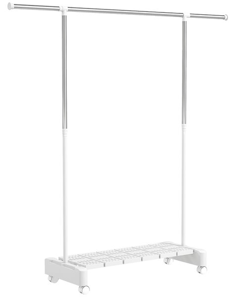 HOMCOM Uscător Vertical Extensibil cu Roți și Raft pentru Încălțăminte Alb | Aosom Romania