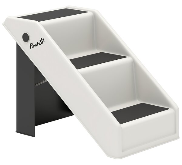 PawHut Scară pentru Câini și Pisici cu 3 Trepte Antiderapante, Design Pliabil cu Capacitate de 10 kg, Crem | Aosom Romania