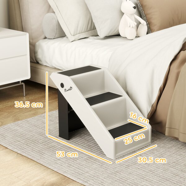 PawHut Scară pentru Câini și Pisici cu 3 Trepte Antiderapante, Design Pliabil cu Capacitate de 10 kg, Crem | Aosom Romania