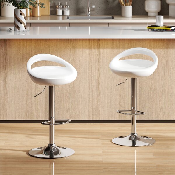 HOMCOM Set 2 Scaune de Bar Rotative cu Suport pentru Picioare și Înălțime Reglabilă, 46x41x76-96 cm, Alb | Aosom Romania