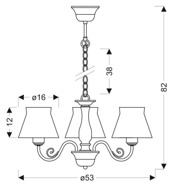 Candelabru pe lanț ZEFIR 3xE27/40W/230V