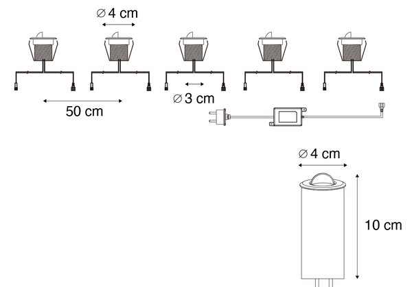 Set de 5 spoturi încastrate moderne albe, inclusiv LED IP67 - Linsey