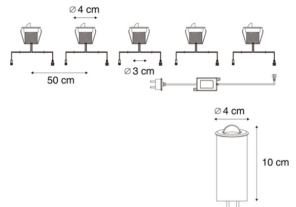 Set de 5 spoturi încastrate moderne din aluminiu, inclusiv LED IP67 - Linsey
