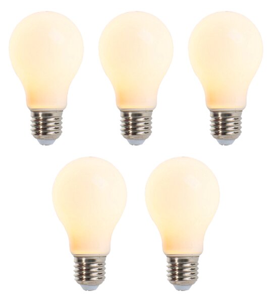 Set de 5 becuri LED cu dimmer E27 A60 mat 5W 380lm
