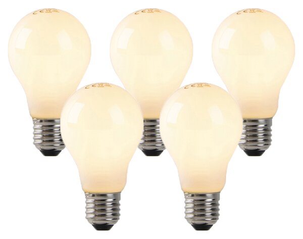 Set de 5 becuri LED cu filament flacără E27 sticlă opala 3W 250lm 2200K