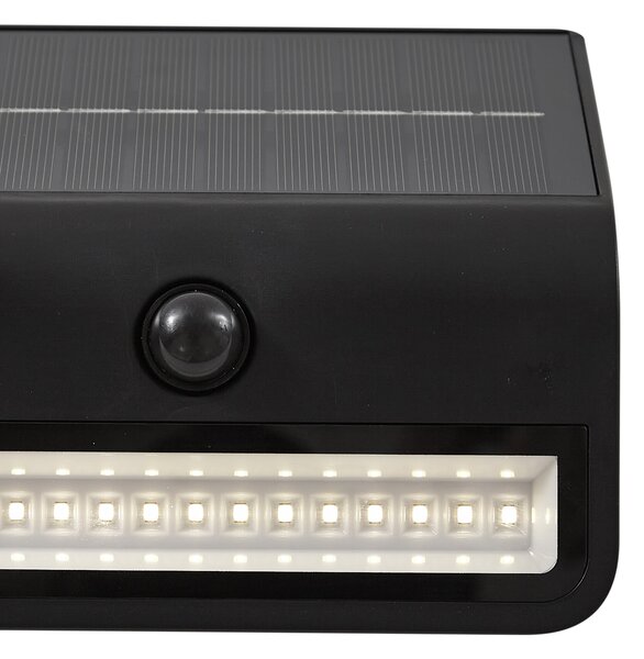 Lampa de perete de exterior neagră cu LED IP54 cu senzor de mișcare solar - Floody