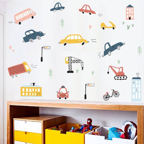 Impresi Autocolant pentru camera copilului Kids cars - 60x30 cm