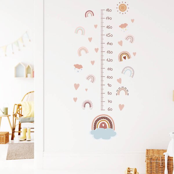 Impresi Autocolant pentru camera copilului Rainbow wall height chart - 90x29cm 2ks