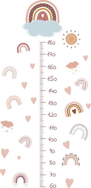 Impresi Autocolant pentru camera copilului Rainbow wall height chart - 90x29cm 2ks