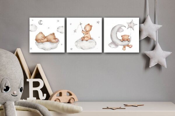 Impresi Obraz Set of three pictures with bears - 90 x 30 cm (3-piese)